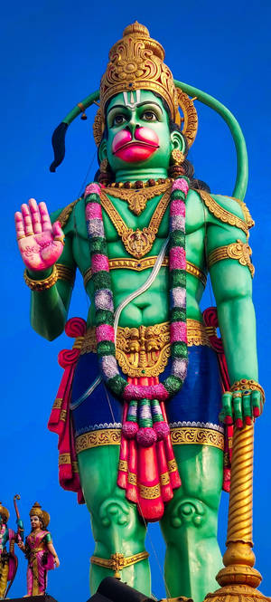 God Hanuman Reusagtige Groen Standbeeld — Pixel 9 Pro Fold Muurpapier