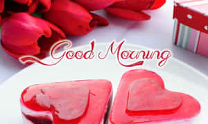 Goeie More Liefde Hartjies Nagereg — Goeie more my lief Muurpapier