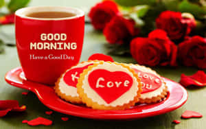 Goeie More Liefde Koffie en Koekies — Goeie more my lief Muurpapier