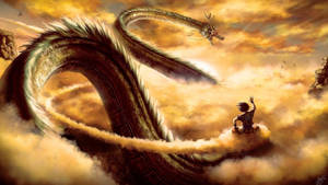 Goku en Shenron Japannese Draak PC — Japanse draak Muurpapier