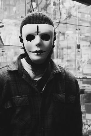 Griezelige Halloween Wit Masker — Grusige halloween Muurpapier