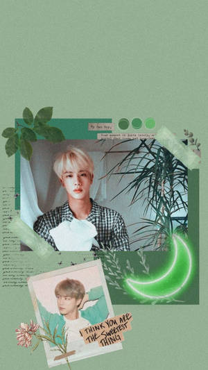 Groen BTS Estetiese Jin — Bts esteties Muurpapier