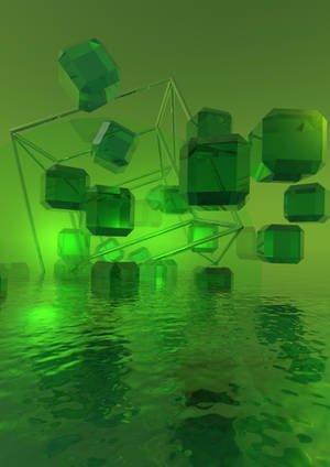 Groen kristal 3D kubusse muurpapier — Oppo Pad 5 Mat-skerm Muurpapier