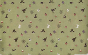 Groen Oulike Estetiese Halloween Patroon — Oulike estetiese halloween Muurpapier