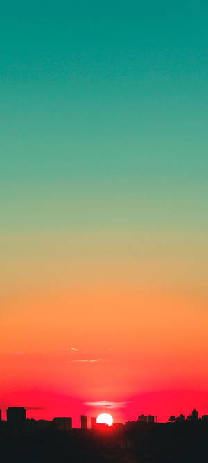 Teal en rooi sononderglug agtergrond — iPhone 16 Pro Muurpapier