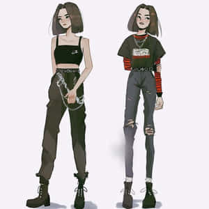 Grunge Anime — Anime meisie hoodie Muurpapier