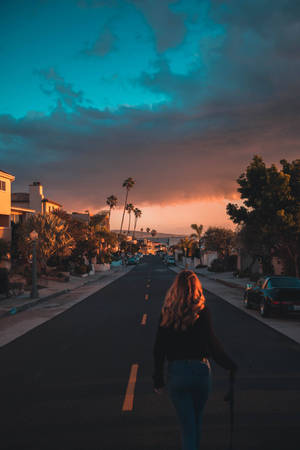 Sunset Boulevard Grys Lug agtergrond — Sononderlaan Muurpapier