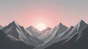 Minimalistiese bergreeks met sagte sonsopkomskleure — Grys esteties Muurpapier