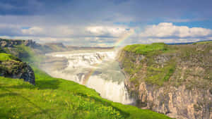 Gullfoss-waterval in Suidwes-Ysland Wyehoekopname — Waterval Muurpapier