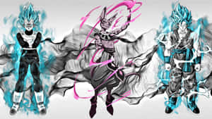 "Haal in by Goku, Vegeta, en die res van die groep en avontuur in nuwe wêrelde met Dragon Ball Super!" — Dragon ball super GIF Muurpapier