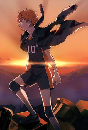 Haikyuu 4K Hinata Sonsondergang — Xiaomi Pad 9 Pro Max Muurpapier