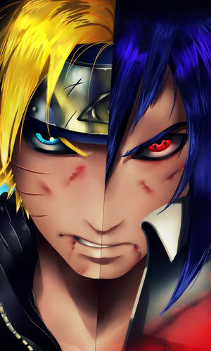 Half Face Sasuke Naruto iPhone Digitale Skildery — Naruto shippuden GIF Muurpapier