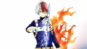 Half Koue Half Warm Oulike Todoroki agtergrond — Studio Display Muurpapier