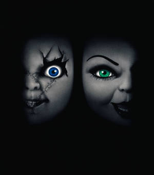 Half Gesig Chucky en Tiffany agtergrond — Oppo Find N5 Muurpapier