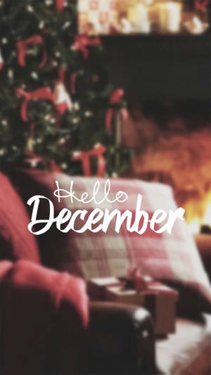 Hallo Desember Oor Vae Pienk Kussing — Gesellige kersfees-estetika Muurpapier