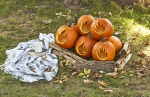 Halloween Pampoen Prente — Grusige halloween Muurpapier
