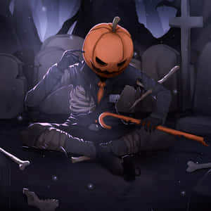 Halloween Pampoen Man Anime PFP Esteties — Swart estetiese GIF Muurpapier