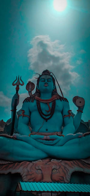 Har Har Mahadev Blou Standbeeld — Galaxy S25 Edge Muurpapier