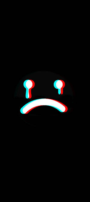 Hartseer Emoji-gesig Met Trane — iPhone 11 Muurpapier