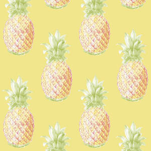 Pynappelafdrukke op geel agtergrond muurpapier — Lae Kontras Muurpapier