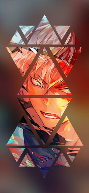 Muurpapier met veelhoekige kunswerk van Todoroki van Boku No Hero Academia.