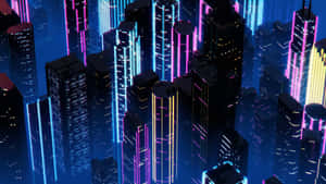 Neon City agtergrond — Neon stad Muurpapier