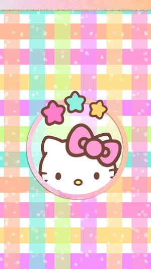 Hello kitty kawaii geweefde pastelkleure muurpapier.