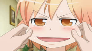 Hilariese Groep Anime Karakters wat Saam Poseer — Oulik anime GIF Muurpapier