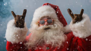 Hilariese Kersfees-Santa op 'n T-Rex — Snaakse kersfees Muurpapier