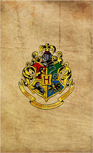 Hogwarts-wapentekening op perkamentpapier-agtergrond — Honor Pad 10 Muurpapier