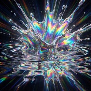 'n Futuristiese, iriserende holografiese ontploffing met wisselende kleure. — Galaxy Watch Muurpapier
