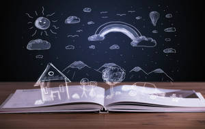 Hologram Koel Kind se Tekening Agtergrond — Koel tekening Muurpapier