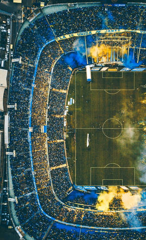 Hommeltuigbeeld HD Sokkerstadion — Xiaomi Pad Mini Muurpapier