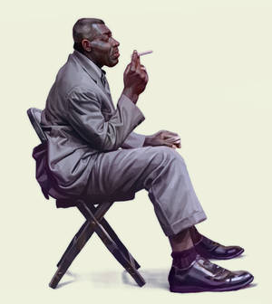 Howlin Wolf Fan-kuns Skildery wat Rook — Vivo X Fold3 Muurpapier