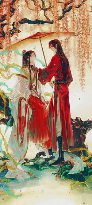 Hua Cheng onder 'n kersiebloeisel muurpapier — Pixel 10 Muurpapier