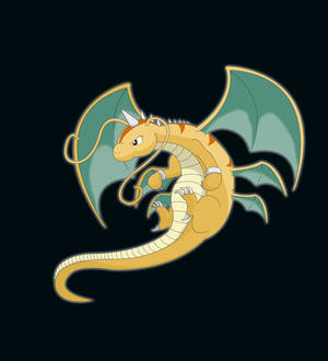 Koel Vlieënde Mega Dragonite agtergrond — Vivo X Fold5 Muurpapier