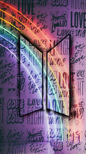 I Purple You BTS Neon Reënboog — Neon pers Muurpapier