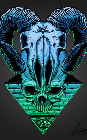 Illuminati skedel in omgekeerde piramide op swart agtergrond muurpapier — Galaxy Tab S10 Ultra Muurpapier
