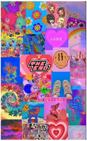 Indie Kid Aesthetic Vintage Cartoon Karakters — Indie kind estetiek Muurpapier