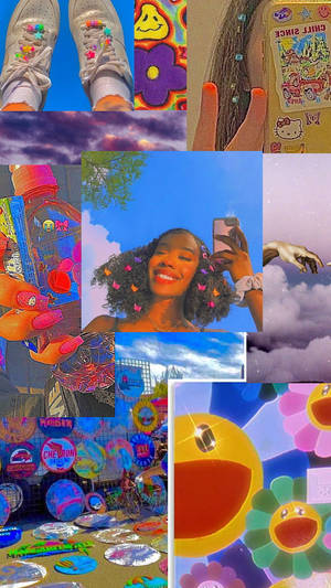 Indie Kid Estetiese Collage Oulike Goed — Indie kind estetiek Muurpapier