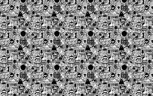 Swart-en-Wit Kuns Patrone plakpapier — 1600x900 Muurpapier