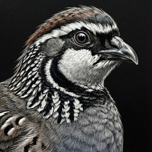 'n Gedetailleerde swart-en-wit inktekening van 'n patrys. — Pixel Watch 4 Muurpapier