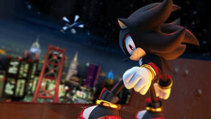 Intense Portret van Shadow The Hedgehog Profielfoto — Estetiese tekenprent Muurpapier