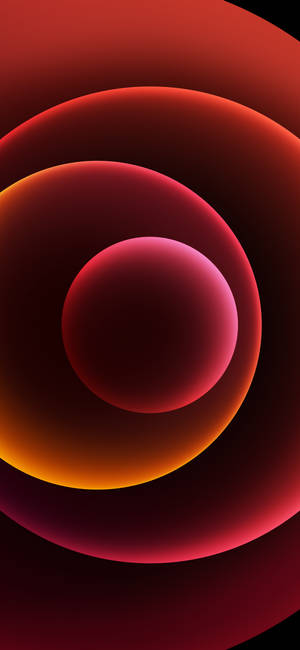 iPhone 14 Neon Rooi Sirkels — Neon iPhone Muurpapier