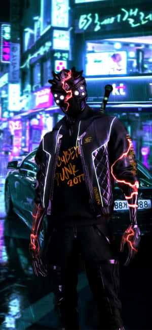 iPhone X Cyberpunk 2077-agtergrond — Honor X Muurpapier