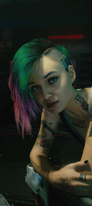 Iphone X Cyberpunk 2077 Agtergrond — Vivo T5 Lite Muurpapier