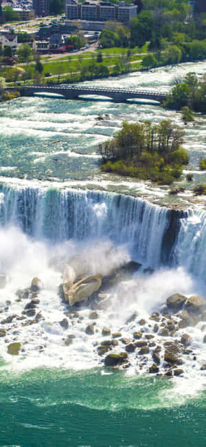 Iphone X Niagara-waterval Agtergrond — Realme C100x Muurpapier