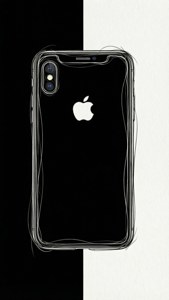 'n Minimalistiese lynkuns-tekening van 'n iPhone XR, swart en wit, elegante kuns-agtergrond.