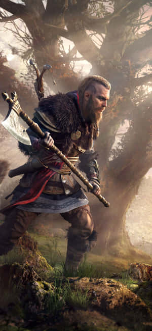 iPhone Xs Assassin's Creed Valhalla-agtergrond — Xiaomi Civi 4 Pro Muurpapier