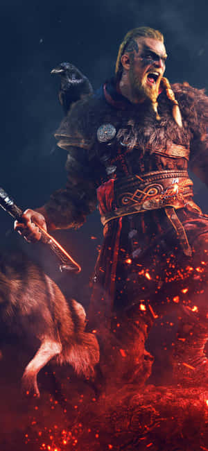 iPhone Xs Assassin's Creed Valhalla-agtergrond — Xiaomi Civi 4 Pro Muurpapier